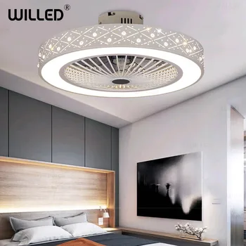 

Remote Control Ceiling Fan Lamp With Controller White Modern Led Lights 55cm Light Living Bedroom Room Lighting 220v