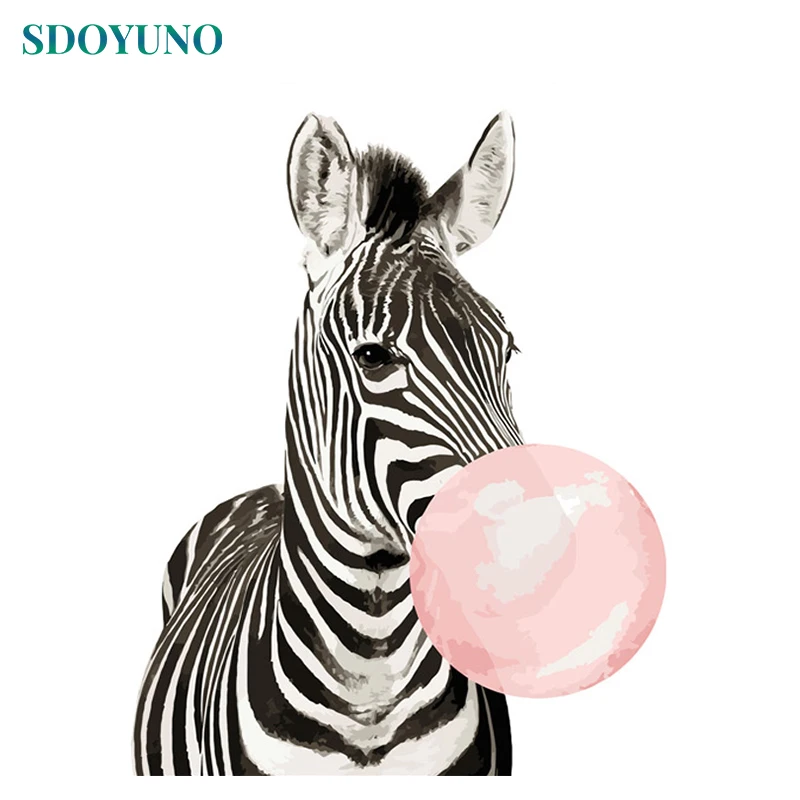 

SDOYUNO Painting By Numbers on canvas Zebra 60x75cm DIY Pictures by numbers Animals Home Decor Frameless Wall Art Unique Gift