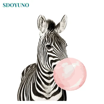 

SDOYUNO Painting By Numbers on canvas Zebra 60x75cm DIY Pictures by numbers Animals Home Decor Frameless Wall Art Unique Gift