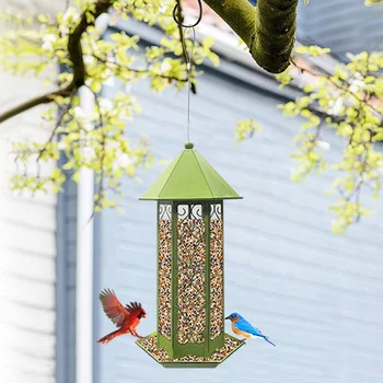 

Parakeet Retro Iron Wild Home Bird Feeder Outdoor Garden Non Toxic Food Distributor Container Practical Hanging Portable