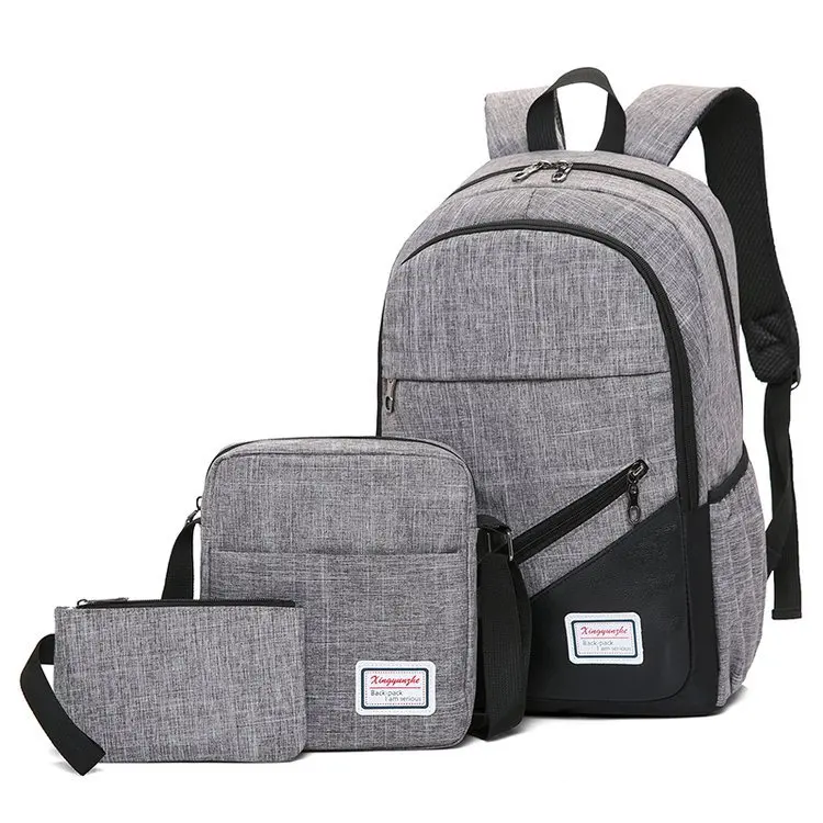 

New Style Laptop Backpack Large Capacity Three-piece Set Casual Business Travel Bag High School Students Double Back School Bag