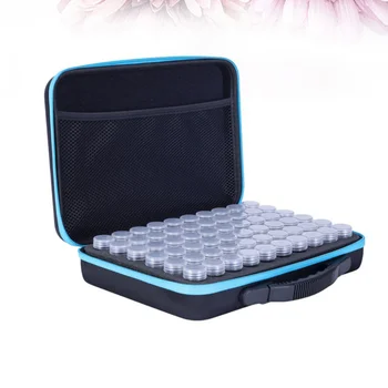 

60 Diamond Paintings Bottle Storage Bag Decorative Box Embroidery Nail Case Display Box (60pcs Bottles, Blue Bag)