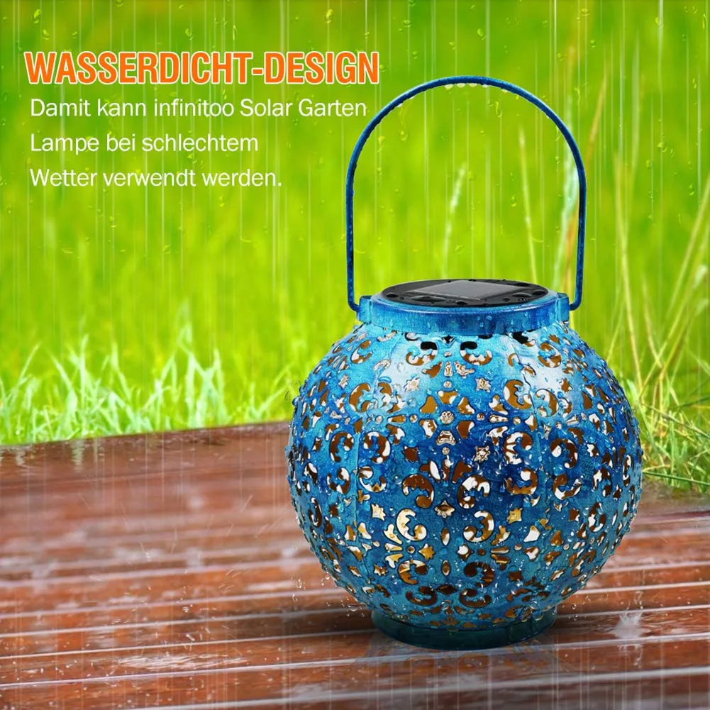 Retro Hollow Lantern Light Solar LED Lamp Handheld Hanging Projector Lamp Outdoor Garden Waterproof Lawn Landscape solar garden lanterns