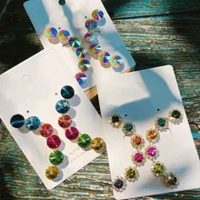 MENGQIAO корейский Блестящий Красочный Кристалл Половина Круг Серьги гвоздики для женщин Bling вечерние Букле д 'ореиль Ювелирные изделия Подарки