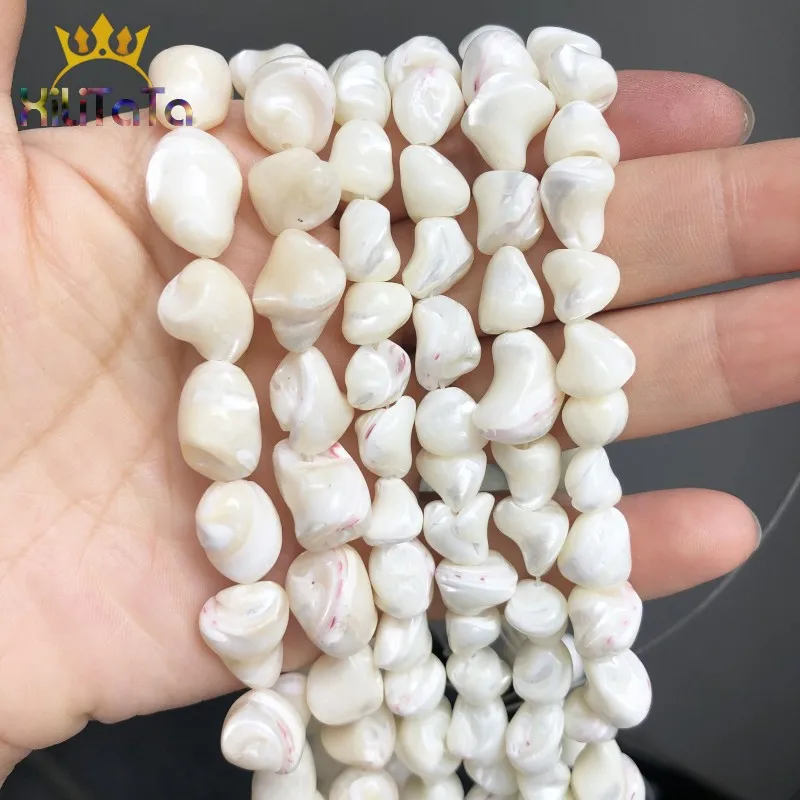 Natürliche weiße unregelmäßige Perlmutt Muschelperlen für Schmuckherstellung DIY Armband Ohrringe Halskette Zubehör 15'' 7-16mm – Detail 5