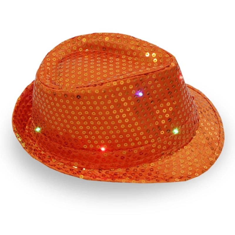 Fedoras модная блестящая джазовая шляпа реквизит для сцены флэш ковбойская шляпа с блестками шляпа для взрослых со светодиодной подсветкой