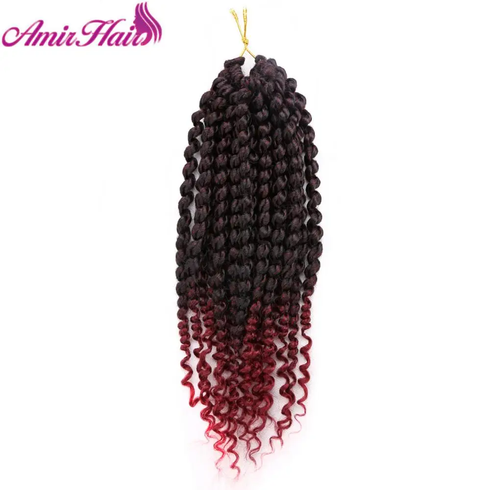 Amir синтетические вязанные волосы для наращивания, Сенегальские закрученные плетеные волосы, Омбре, кудрявые вязанные волосы, огромные для черных женщин - Цвет: T1B/бордовый