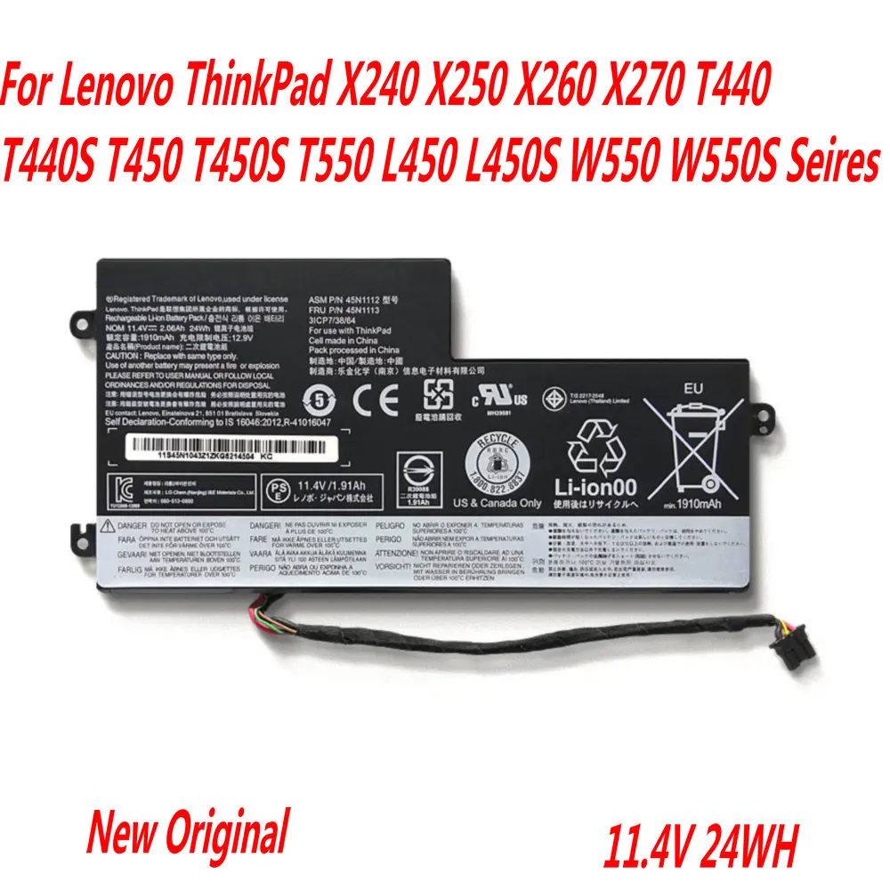 

Genuine 45N1112 Laptop Battery For Lenovo ThinkPad X240 X250 X260 X270 T440 T440S T450 T450S T550 L450 L450S W550 W550S Seires