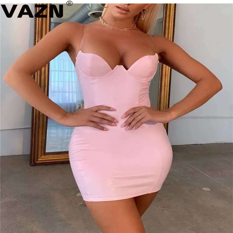 VAZN, дизайнерское, сексуальное, Клубное, необычное, модное, дикое, Джокер, высокая талия, одноцветное, без бретелек, без рукавов, женское, тонкое, мини платье