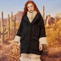 Liva girl Европейская дизайнерская женская зимняя куртка с высоким воротником, новинка, парки, Женское зимнее пальто, модное свободное зимнее пальто - Цвет: black