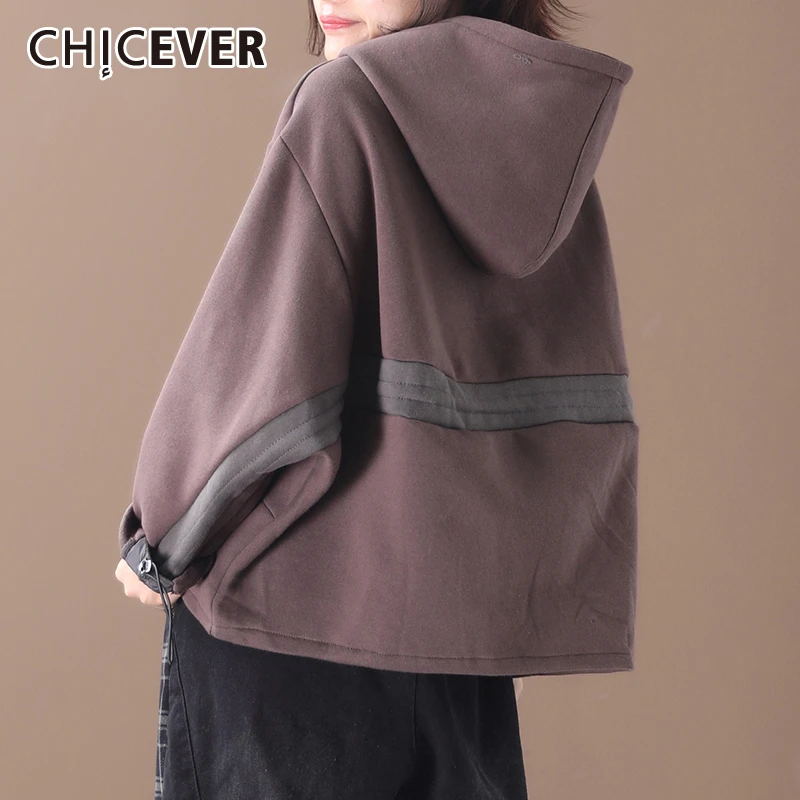 Женская Лоскутная Толстовка CHICEVER свободная бархатная большого размера с