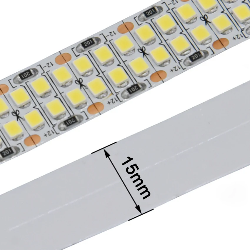 480 светодиодный s/м светодиодный полосы SMD2835 12V 24V 2400 светодиодный s двухрядные гибкие ленты веревки освещение украшения неоновые светильники 15 мм Non-Водонепроницаемый