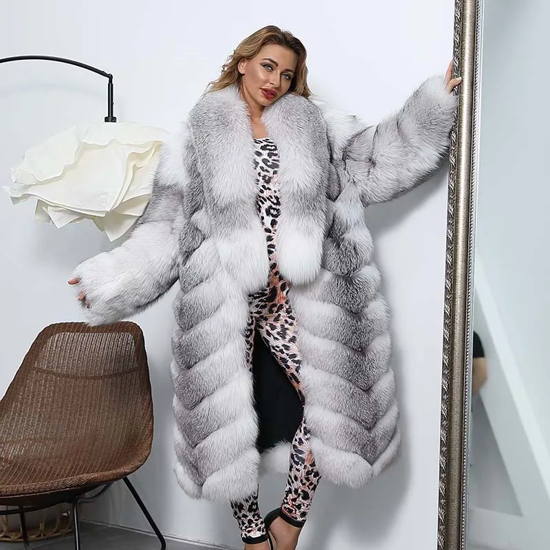Fox Fur Coat Luxury Style Women Coat 