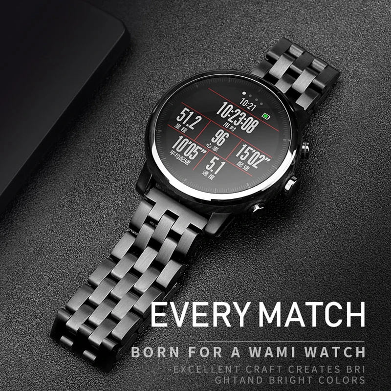 20mm 22mm For Samsung Galaxy 3 Watch 46mm S3 active 2 Metal Stainless Steel band for Amazfit GTR  Strap Amazfit Bip Huawei GT