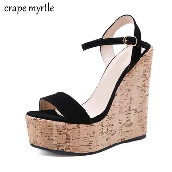 

New Women Gladiator Wedges High heel Sandals shoes Woman Rome Buckle Strap Pumps Straw stripper heels Platforms Sandals YMA991