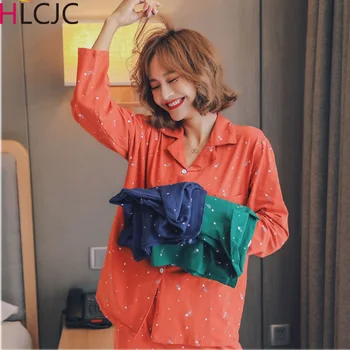 

Women Pajamas Set Girl Sleepwear Cotton Loose Pijama Femme Long Women Pyjamas Suit Female Clothing Set 2019 Nightwear Winter