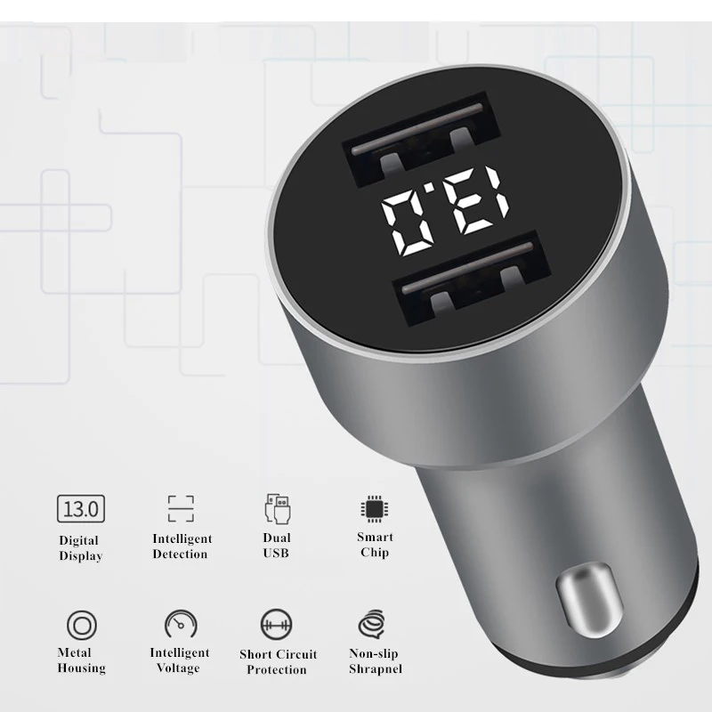 Металлическое USB Автомобильное зарядное устройство 3,4 А, светодиодный дисплей, автомобильное зарядное устройство для мобильного телефона, монитор напряжения для iPhone, samsung, Xiaomi, huawei, OnePlus, htc, zte