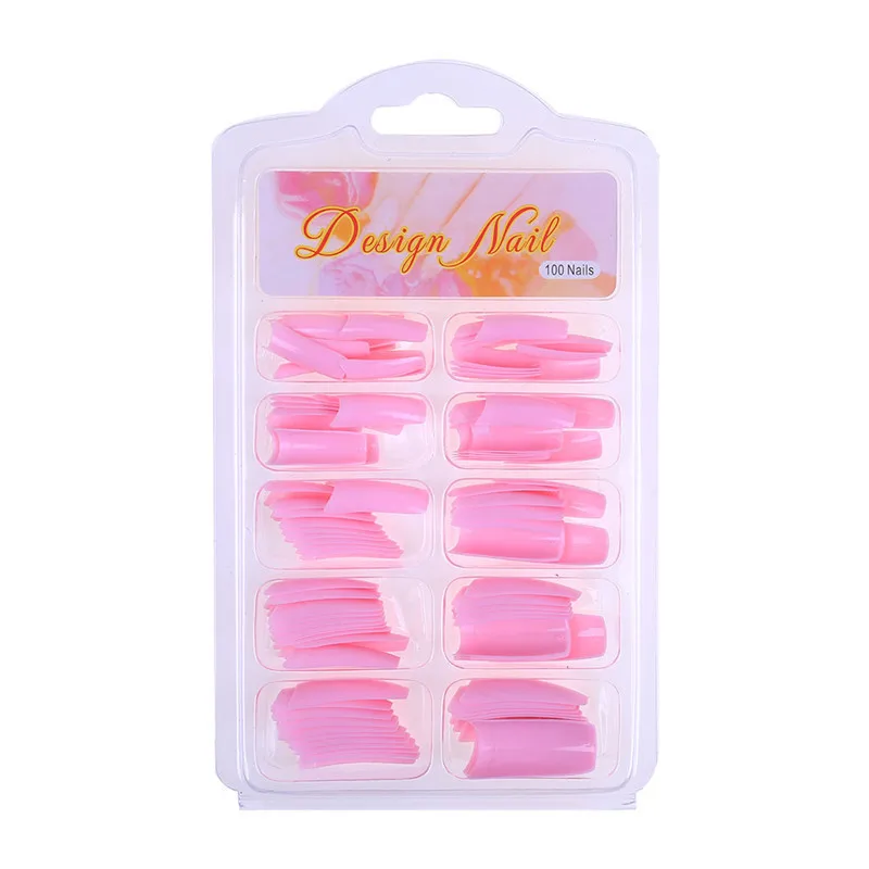 

MOFONAILS Nail Fake False Tip 100PC With Clear Box Packaging Nail False Tip Mixed-10-Size False Tip Red Pink Black False NailTip