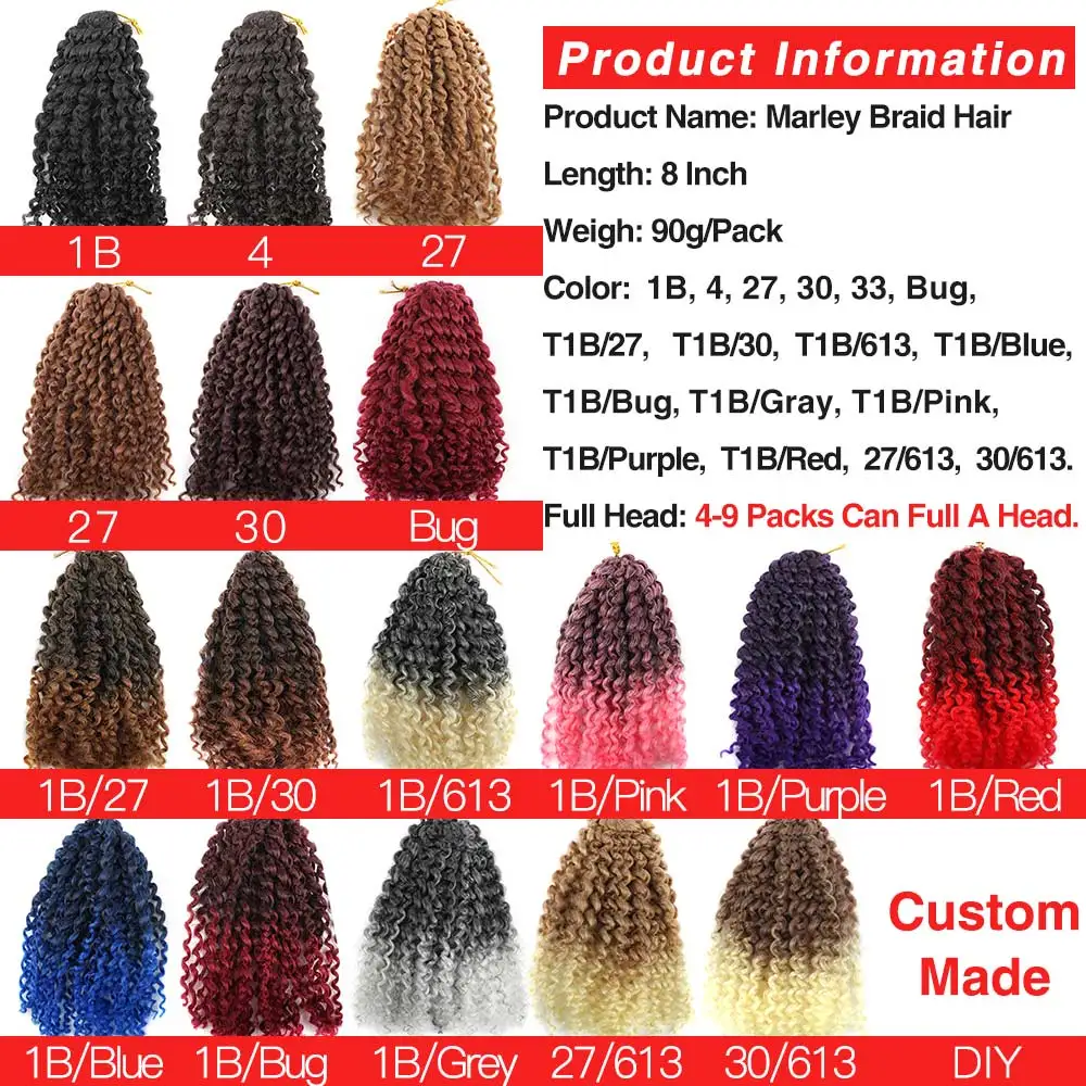 Xnaira Afro Ombre Marley Crochet Braid Hair Fake Colored Strands Synthetic Hair Braids Pre Stretched Braiding Hair Extensions