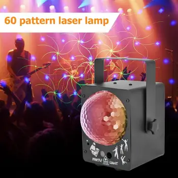 

60 in 1 Magic Ball Laser Lamp Fan-shaped Heat Sink With Remote Control LED Night DJ Disco Light Stage Dancing Party Lamp