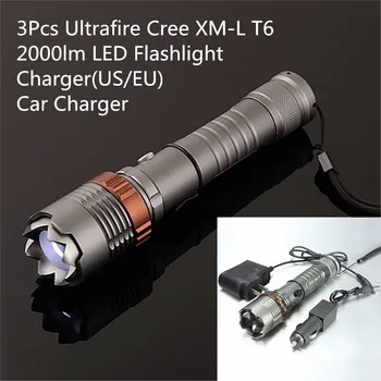

10000LM T6 LED Flashlight Adjustable Focusing Torch Lamp Waterproof Police Tactical Working Light Rechargeable
