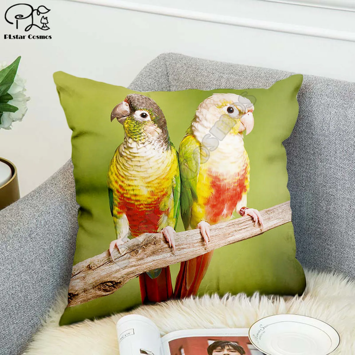 

Funny Parrot 3D printed Polyester Decorative Pillowcases Throw Pillow Cover Square Zipper Pillow cases style-1