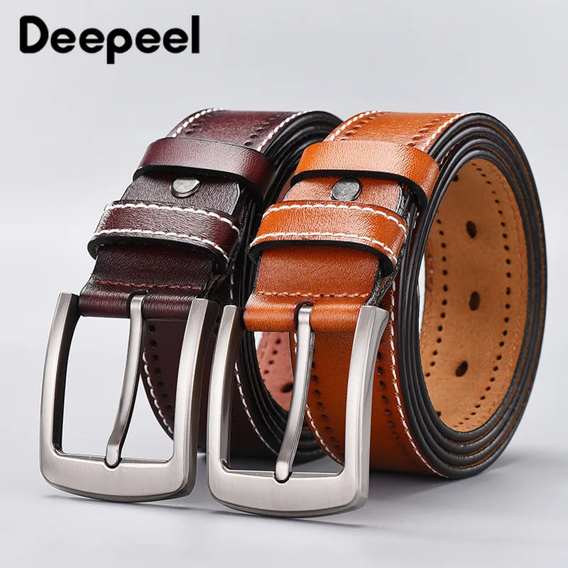 Мужской ремень из коровьей кожи Deepeel1pc 3 8*110 125 см металлическая пряжка украшение в