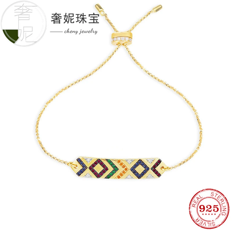 Cheny 925 пробы Серебряный Красочный Полосатый браслет для женщин геометрический дизайн Темперамент Мода пара браслет ювелирные изделия подарок