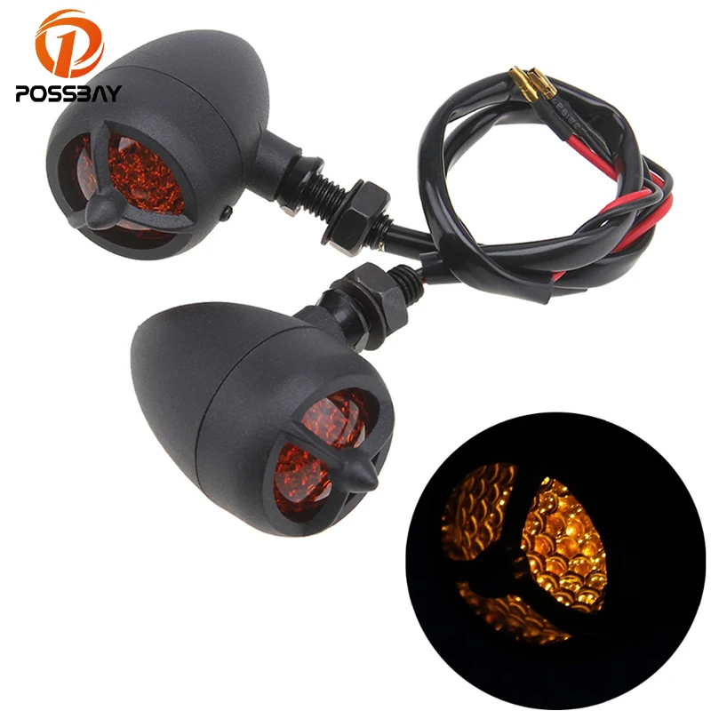 POSSBAY Universal Motorcycle LED Turn Signal Indicators Lights
