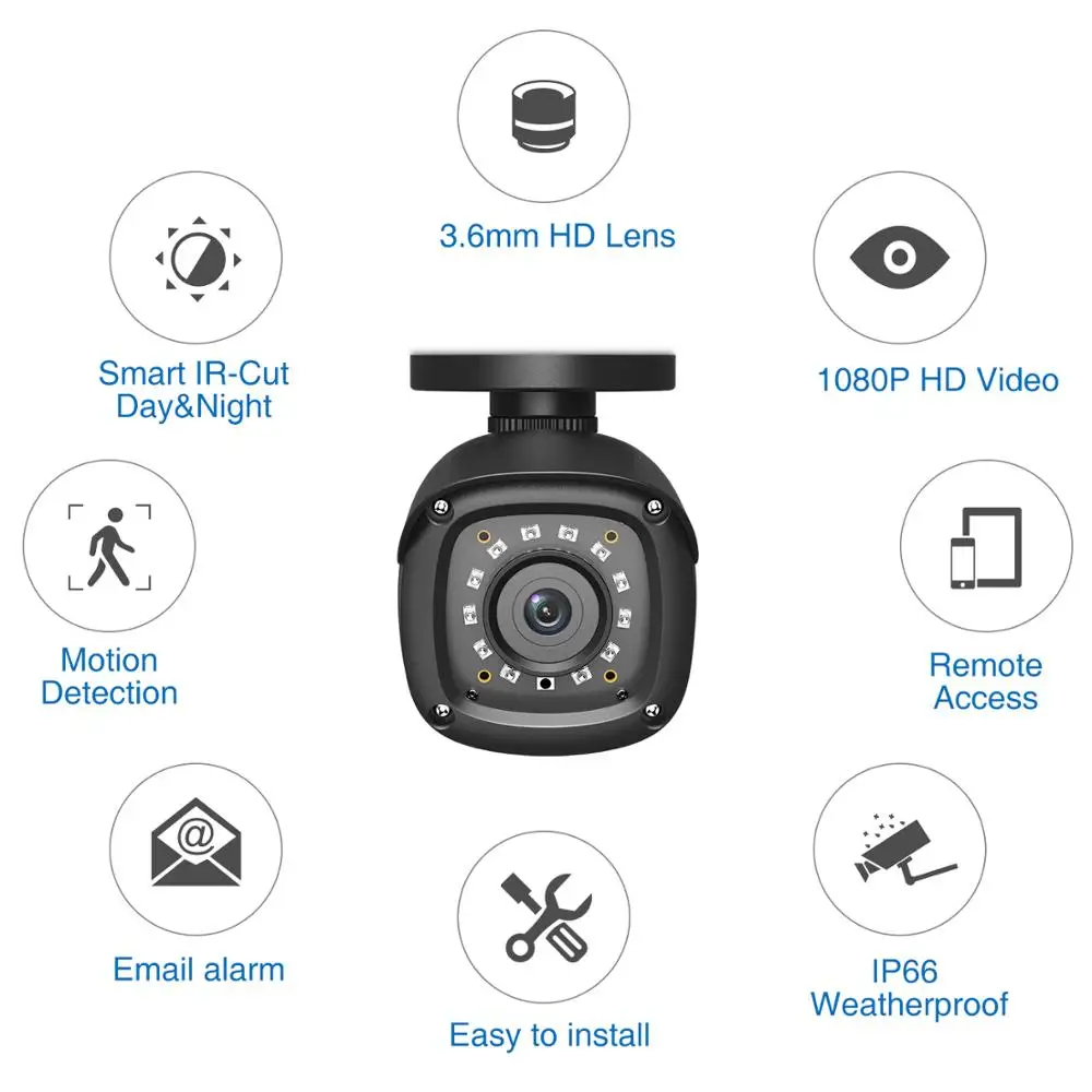 SANNCE 4 шт 1080P CCTV Камера Безопасности s 2.0MP наружная домашняя камера видеонаблюдения CCTV система