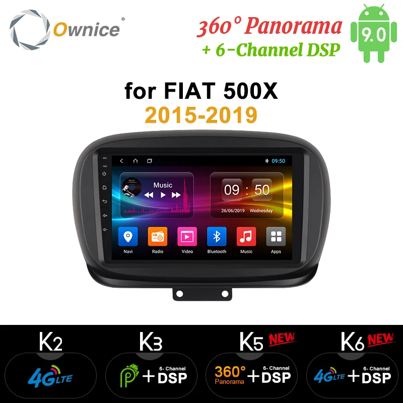 Ownice K3 K5 K6 Восьмиядерный Android 9,0 автомобильный DVD gps для Fiat 500X2019 gps Автомагнитола RDS 4G LTE 360 панорама DSP SPDIF