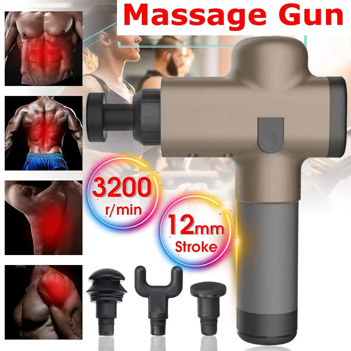 

NEW 3200r/min Therapy Massage Guns 3 Gears Muscle Massager Pain Sport Massage Machine Relax Body Slimming Relief With Bag