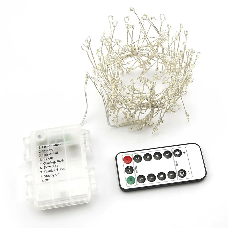 LED Firecracker String Light 2M 200 Bulbs Remote Control 8 Model Fairy Lights Christmas New Year Wedding Party Decoration Lamp (35)