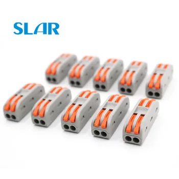 

10pcs mini fast wire Connector PCT-2-2 Pin Universal Compact Wiring Connectors push-in Terminal Block Lever 0.08-2.5mm2