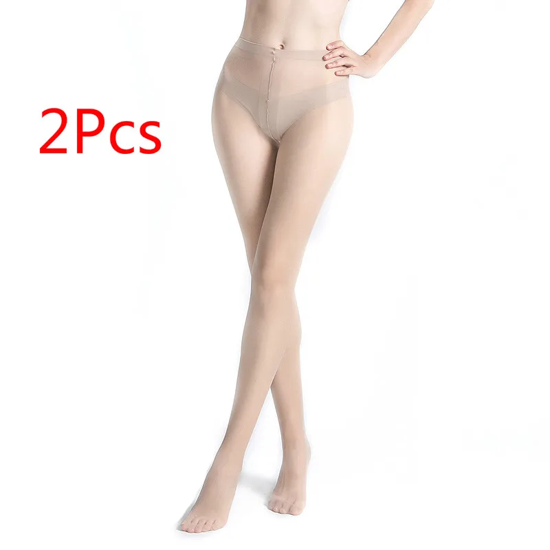 2Pcs Skin 2 цвета, женские чулки для девушек, бесшовные колготки, колготки, сексуальные Чулочные изделия, спандекс, женские прозрачные тонкие чулки - Цвет: 2Pcs Skin