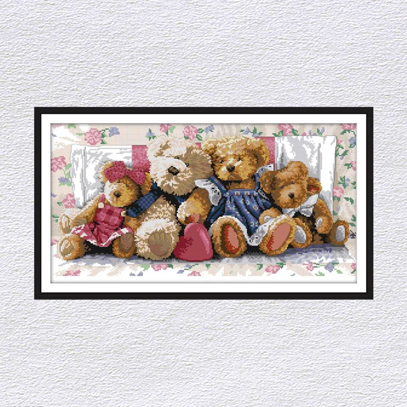 Joy Sunday Bears семейный набор для вышивки крестом серия мультфильмов узор DMC14CT Китайская вышивка Счетный набор для рукоделия ткань с принтом