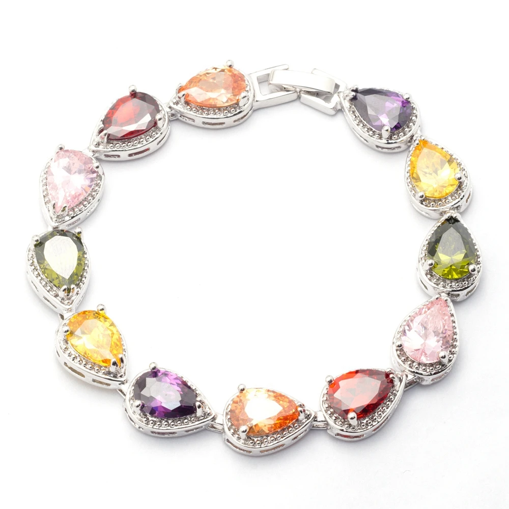 Новинка,, браслет с подвеской, AAA, цветной кубический цирконий, CZ, свадебные ювелирные изделия, белое золото, заполненные геометрическими цепочками, браслеты для женщин