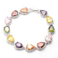 Новинка,, браслет с подвеской, AAA, цветной кубический цирконий, CZ, свадебные ювелирные изделия, белое золото, заполненные геометрическими цепочками, браслеты для женщин