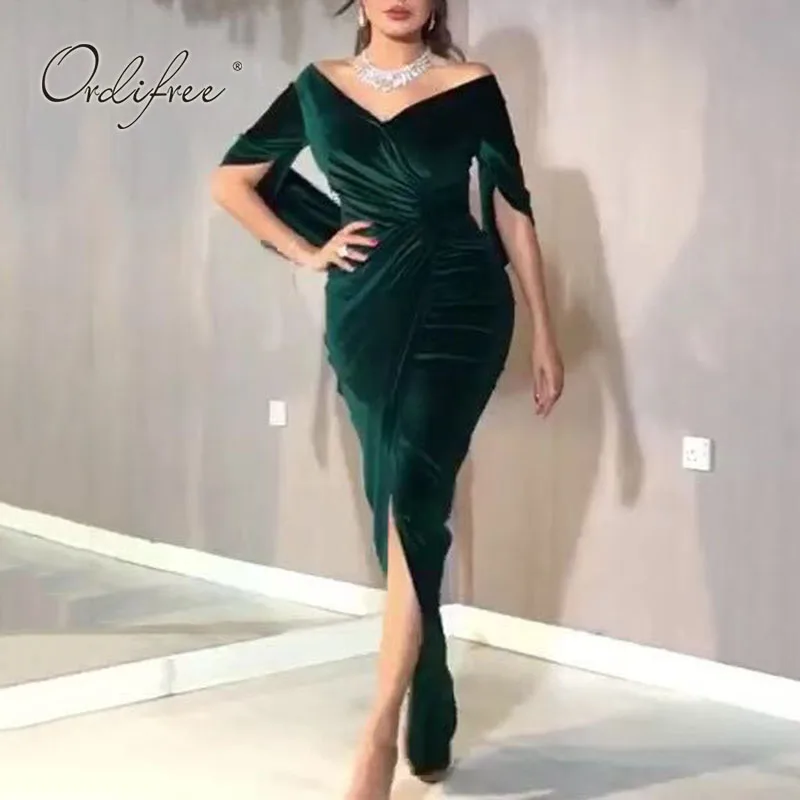 Платье Зеленое Бархатное Длинное фото 10