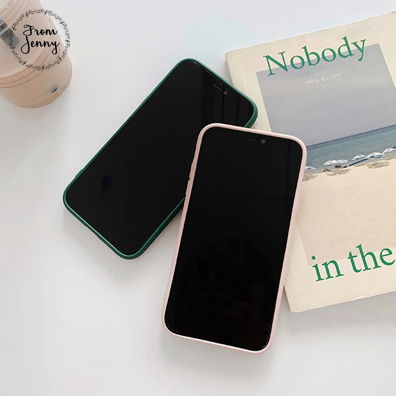 From Jenny простой сплошной цвет для iPhone 11 Pro x xr xs max 6 6s 7 8 с датчиком для прибавления жидкости силиконовый защитный футляр для мобильных телефонов soft shell