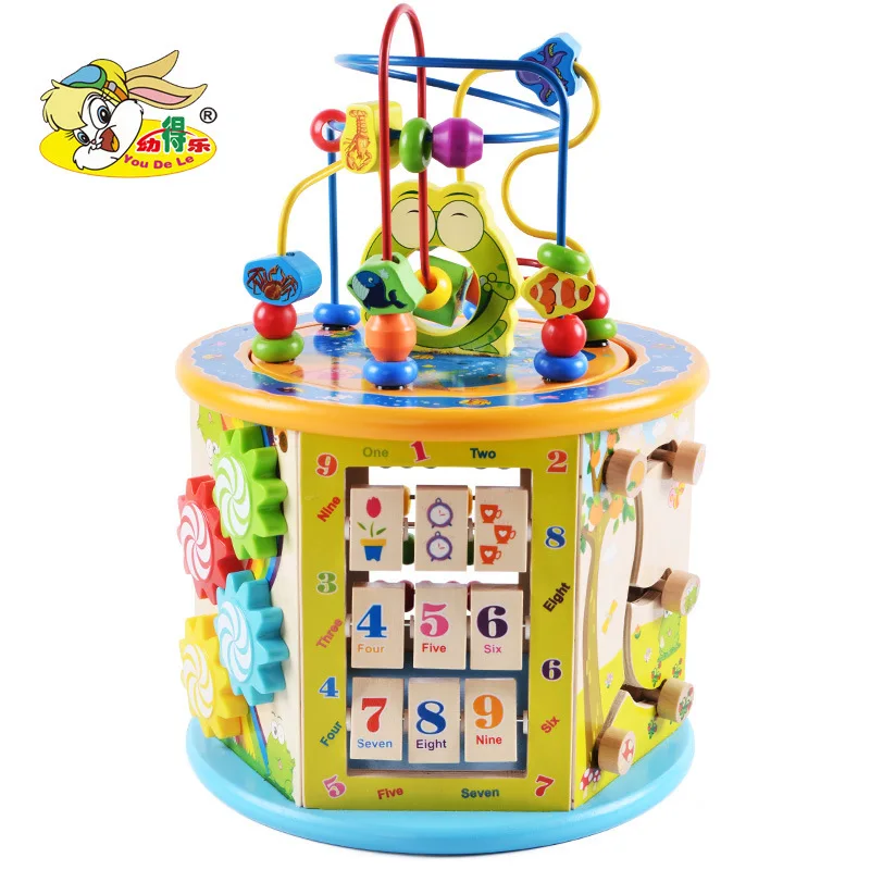 

Children Wooden Large Size Multi-functional Large Bead-stringing Toy Treasure Chest Infants Parent And Child Education Toy