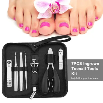 

7PCS Ingrown Toenail Tools Kit Nail Treatment Pedicure Tools Ingrown Toenail Correction Clippers Toe Nail File Lifter Foot Tools