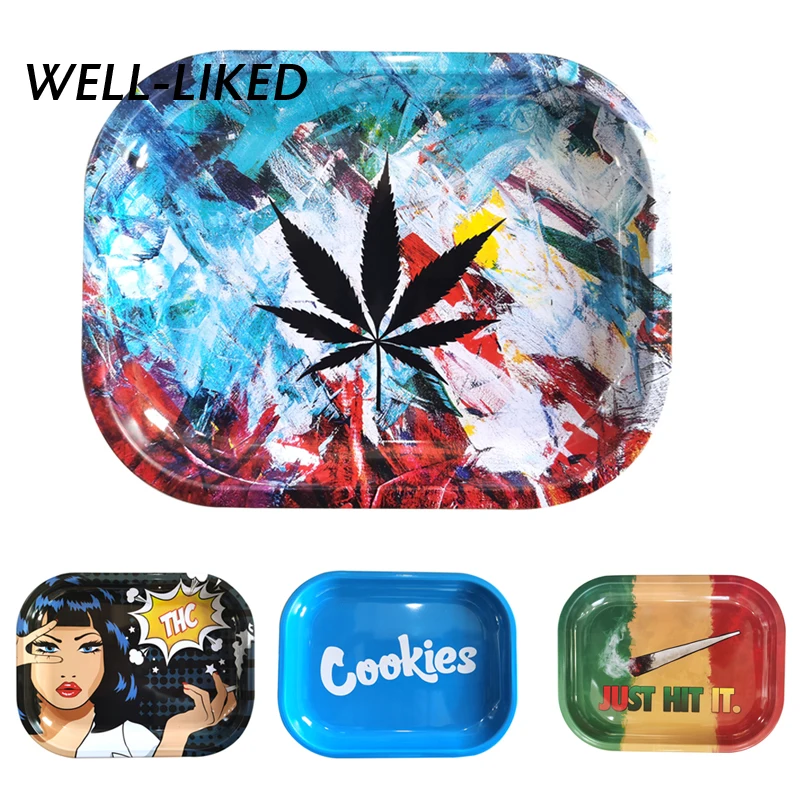 New Oil Painting Weed Trays Cartoon Tobacco Rolling Tray Herbal Grinder