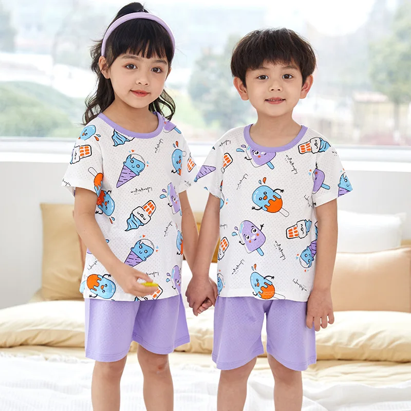Pyjama d'été en coton à manches courtes pour bébé garçon et fille,  vêtements de nuit pour enfant en bas âge, ensemble deux pièces - AliExpress