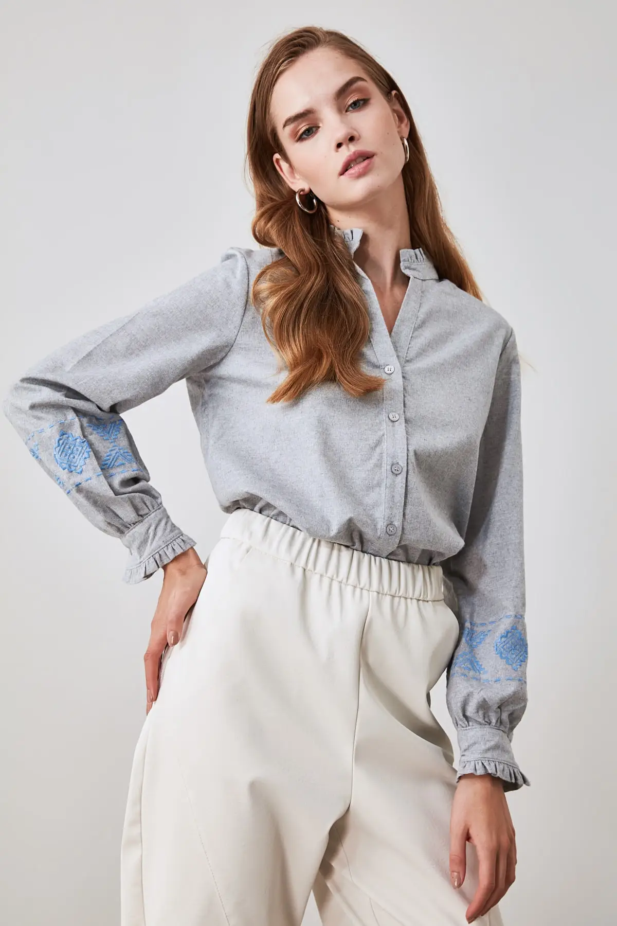 Trendyol рубашка с вышивкой TWOAW20GO0388| |