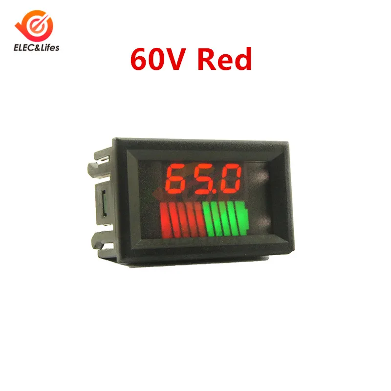 60V Red 10 сегментный светодиодный дисплей свинцово-кислотный индикатор емкости батареи 60 в 72 в для автомобиля мотоцикла тестер емкости литиевой батареи Вольтметр - Цвет: 60V Red