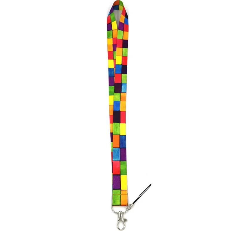 

12Pcs Rainbow Lattice Neck Strap Lanyard for Keys ID Card Gym USB Badge Holder Mobile Phone Straps Keycord Hang Rope Webbing