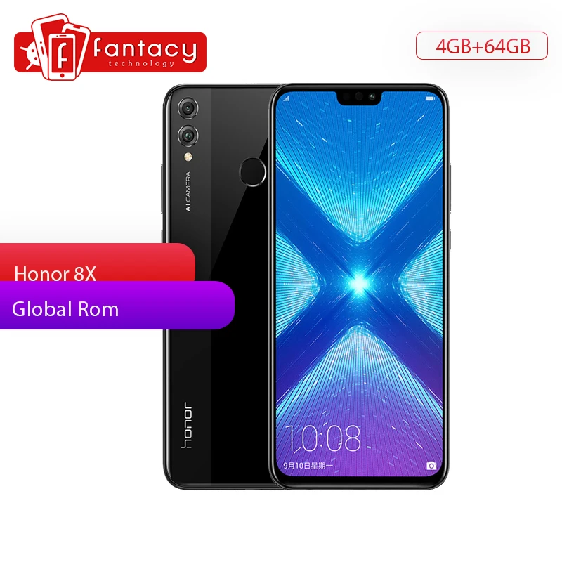 Смартфон Honor 8X4 GB 64GB с глобальной прошивкой Восьмиядерный полноэкранный экран 6 5