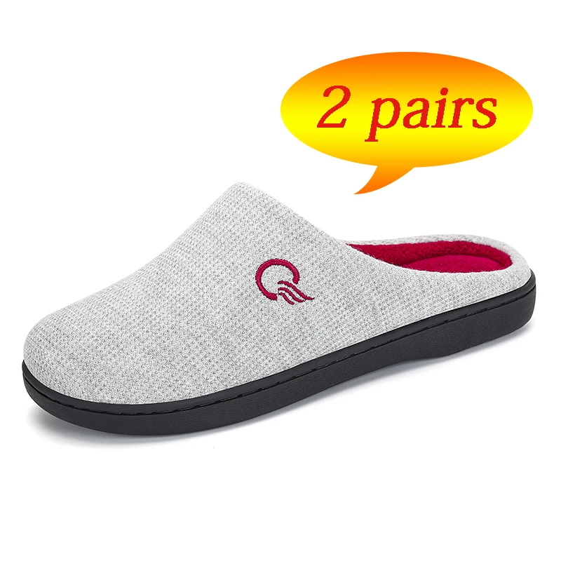 

2 Pairs Winter Shoes Woman Warm Home Slippers Bedroom Floor Mules Fur Slides Unisex Indoor Slipper Couple Shoes zapatos mujer