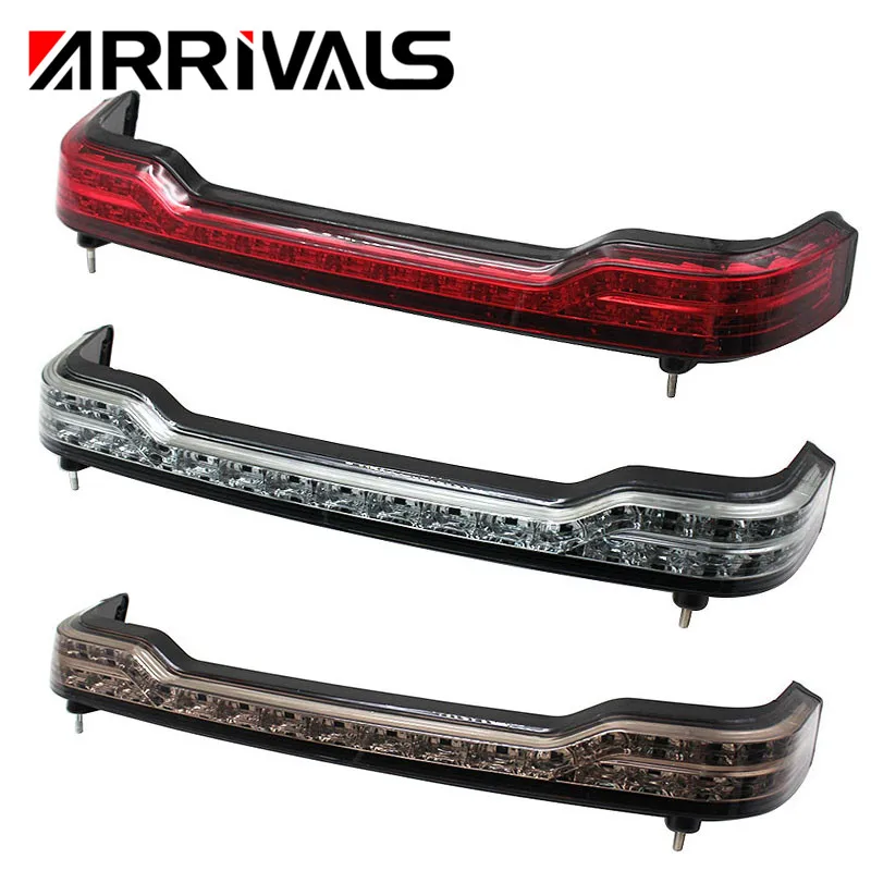 

Motorcycle Smoke Red Brake LED Tail Light Trunk King Tour Pack Wrap Around For Harley Touring Electra Glide FLHTK 2014-2017